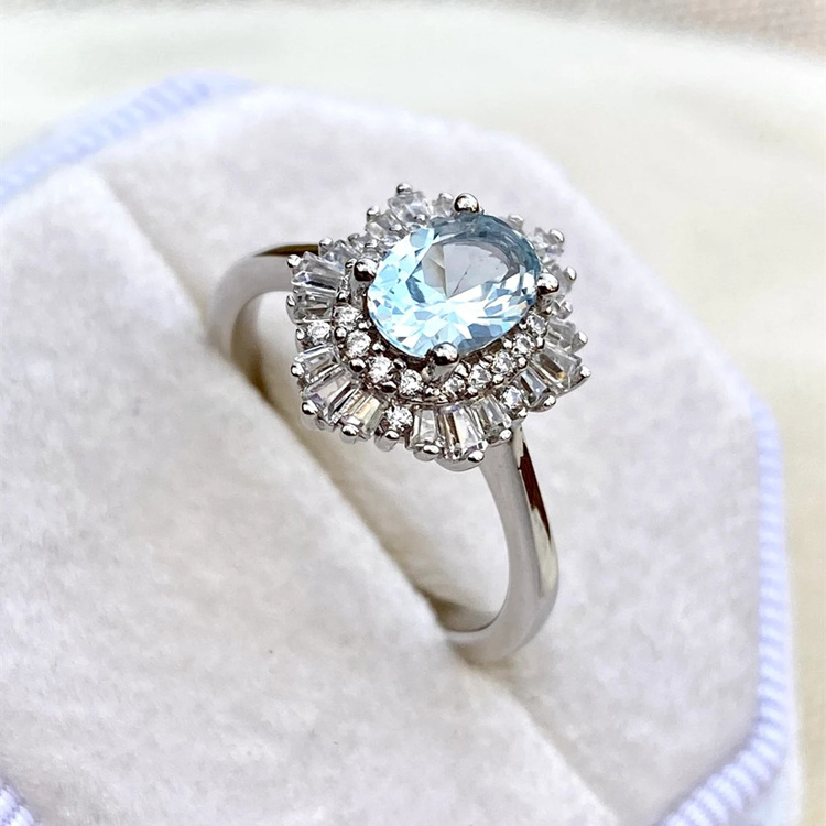 Aquamarine Ring Engagement Ring Oval Vintage Promise Ring