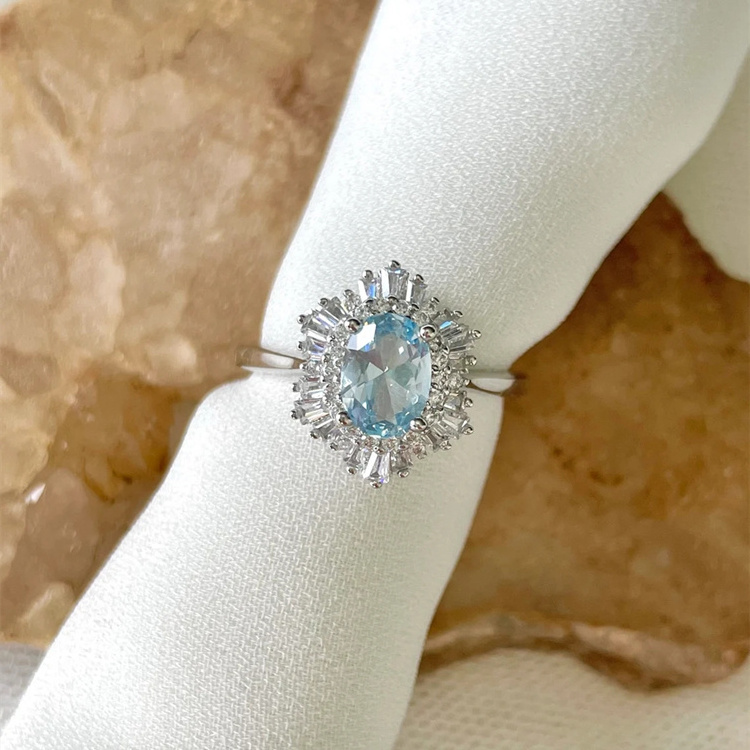 Aquamarine Ring Engagement Ring Oval Vintage Promise Ring