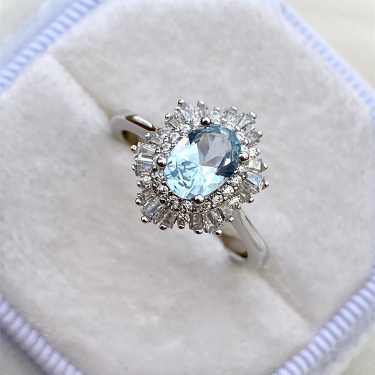 Aquamarine Ring Engagement Ring Oval Vintage Promise Ring