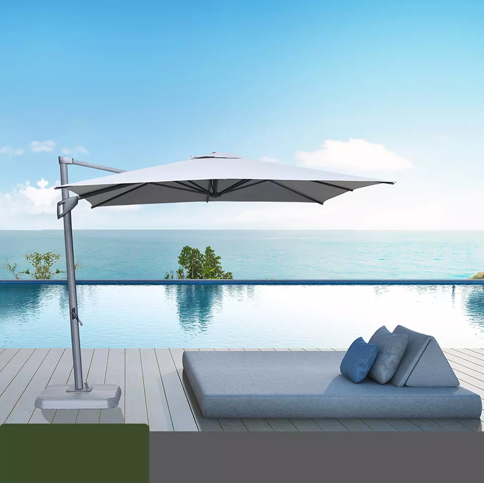 10ft Square Big Shelter Tilt Mechanism Cantilever Garden Parasols Commercial Hanging Patio Umbrellas Outdoor Furniture Modern