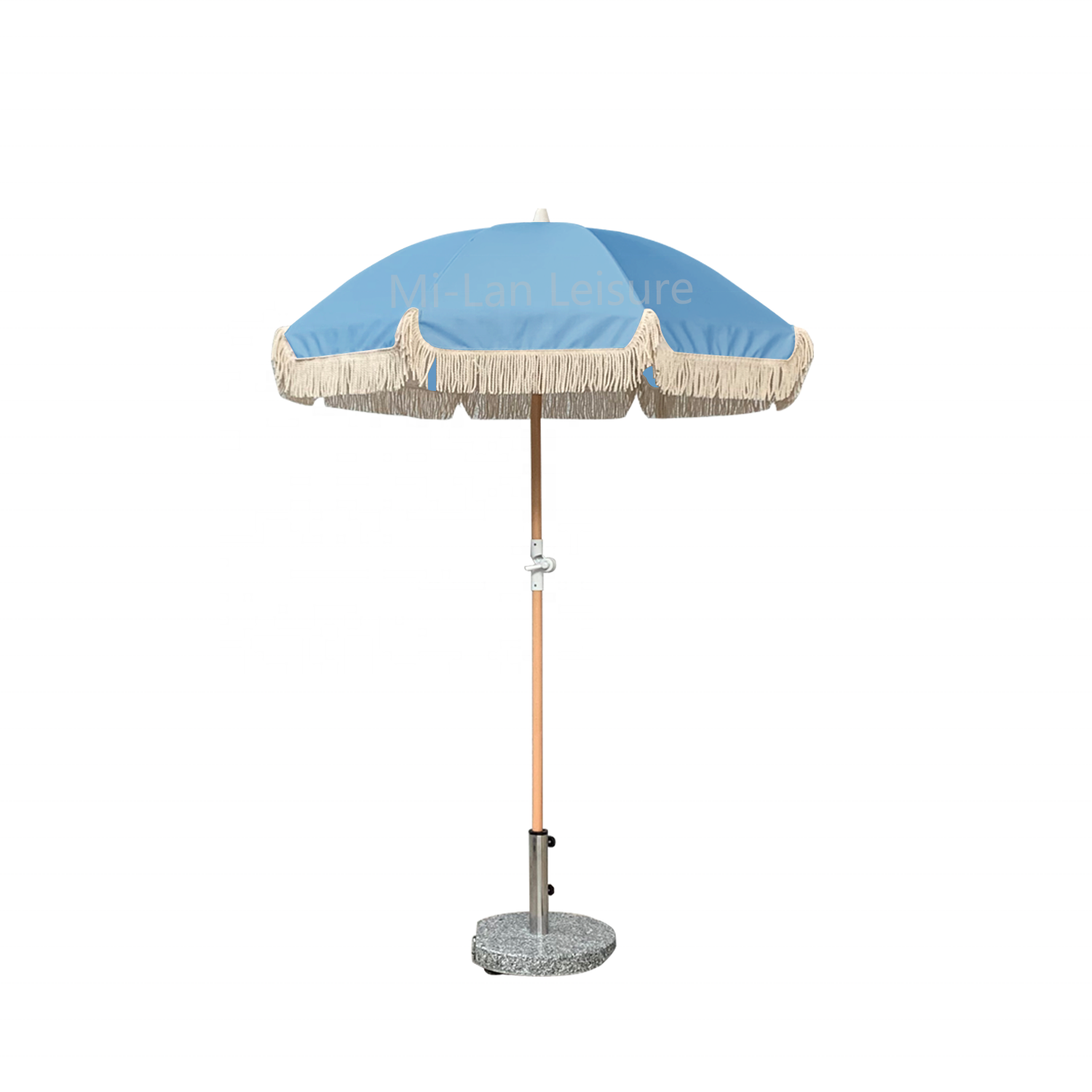 Beech pole with tilt function beach umbrella with tassels premium beach tassel umbrella