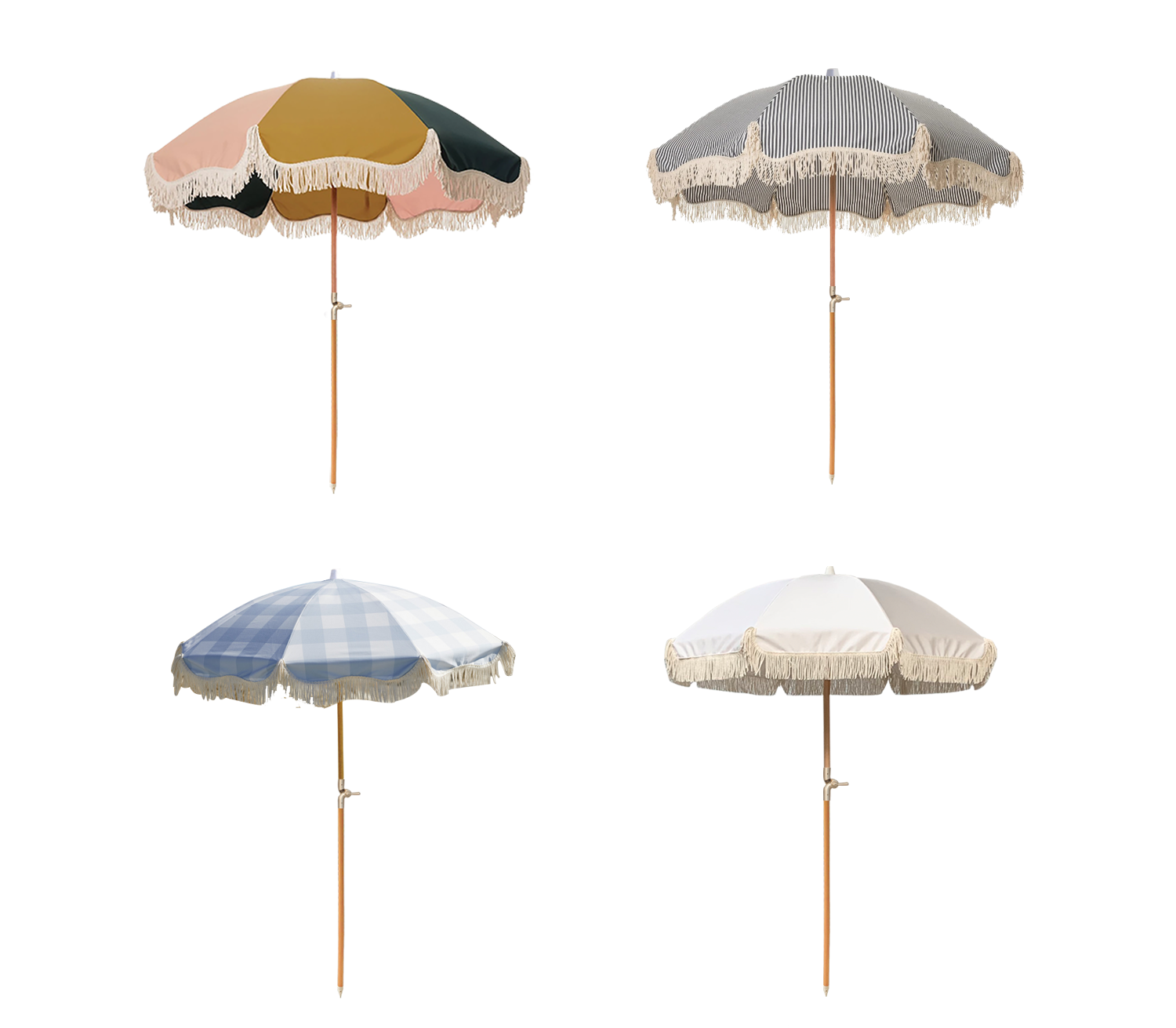 1.8M 2M outdoor furniture tilt wood parasol patio beige color umbrella with tassels