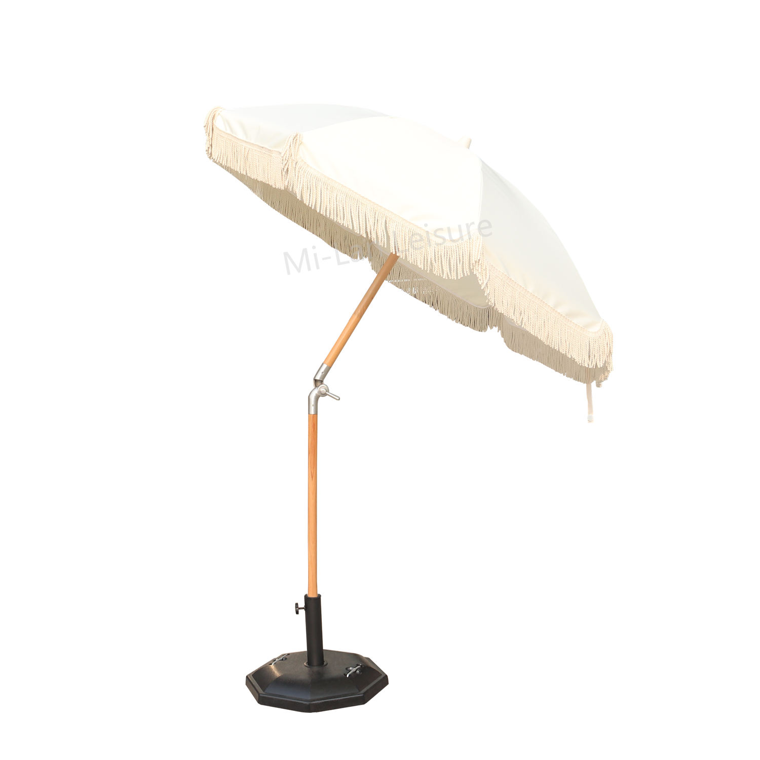 1.8M 2M outdoor furniture tilt wood parasol patio beige color umbrella with tassels