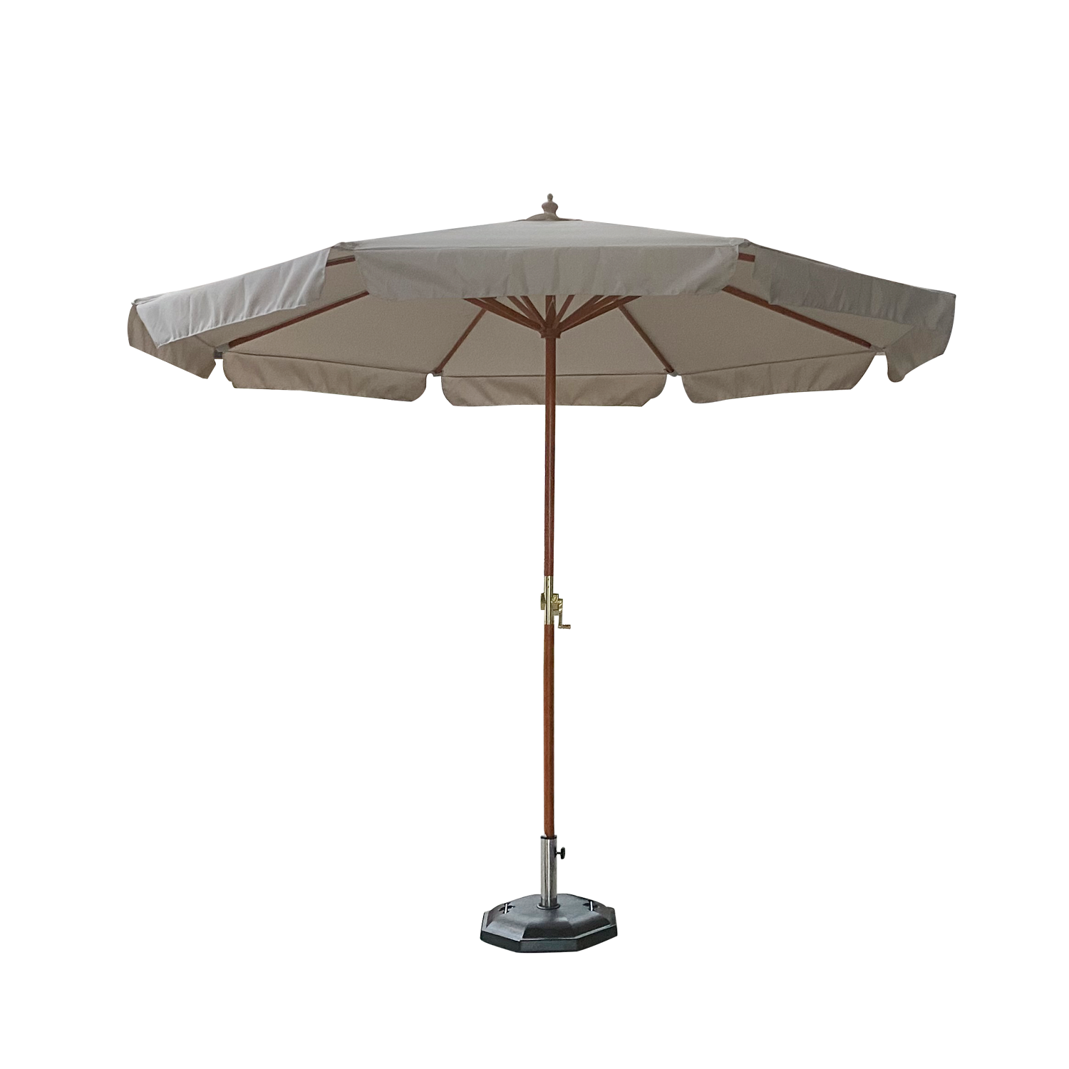 Beige Anti uv waterproof outdoor restaurant wooden sun umbrella parasol garden 3m with valance