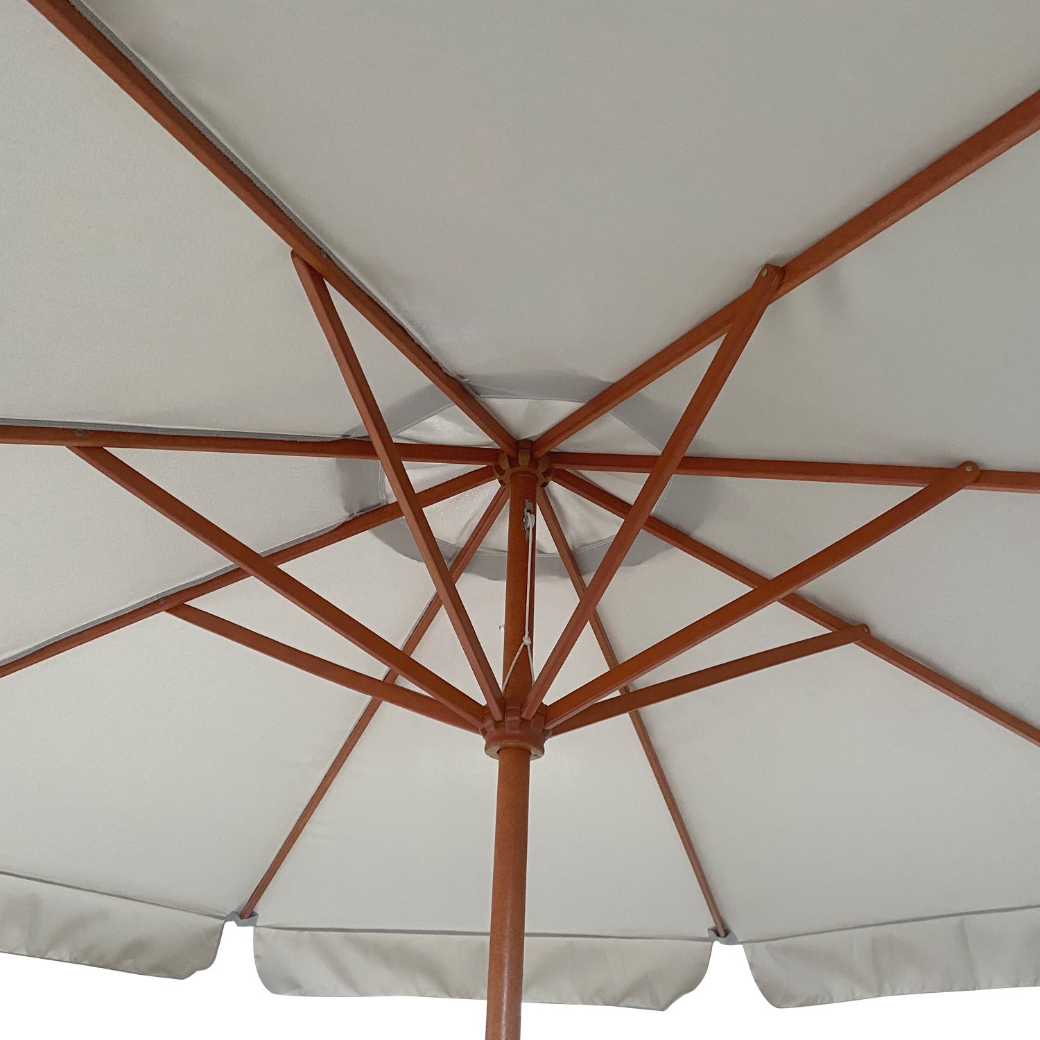 Beige Anti uv waterproof outdoor restaurant wooden sun umbrella parasol garden 3m with valance