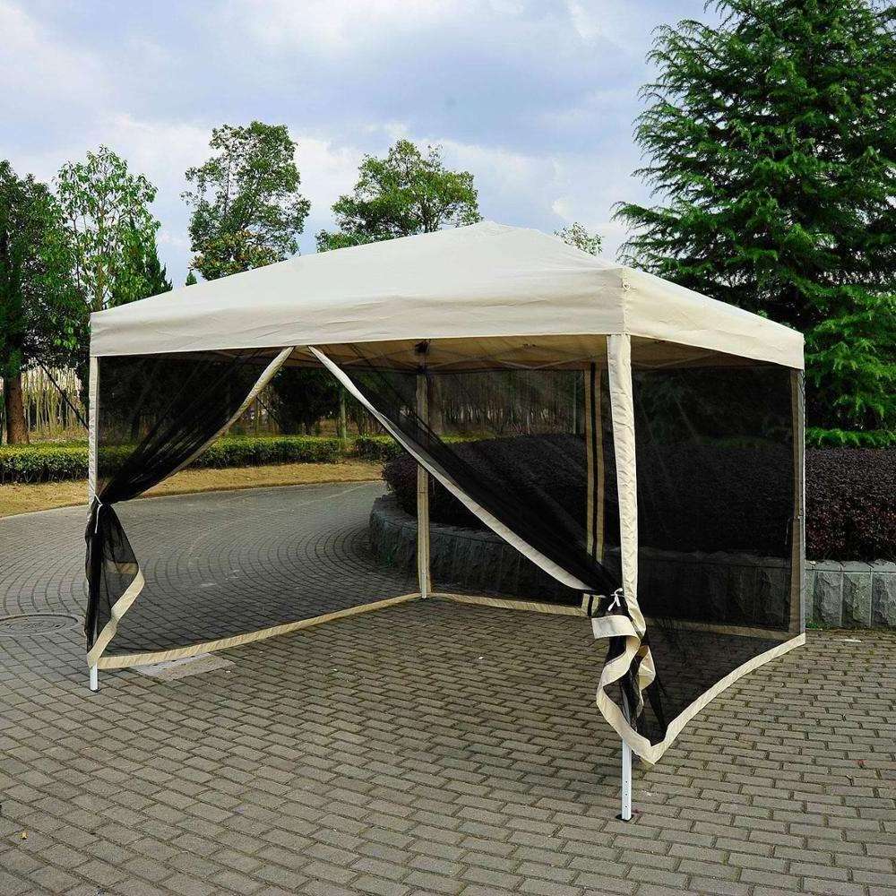 3x3M Waterproof Canopy Gazebo with 4 Mesh Walls - UV Poly & Steel Material