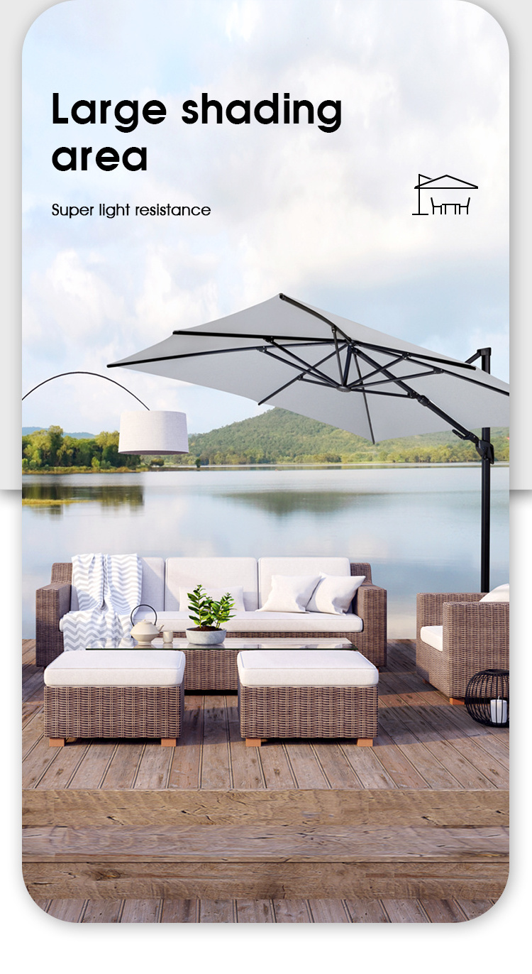 Custom  Decorative restaurant big size beach Aluminum Sunshade Cantilever Sun Garden Parasols Outdoor Patio Umbrellas