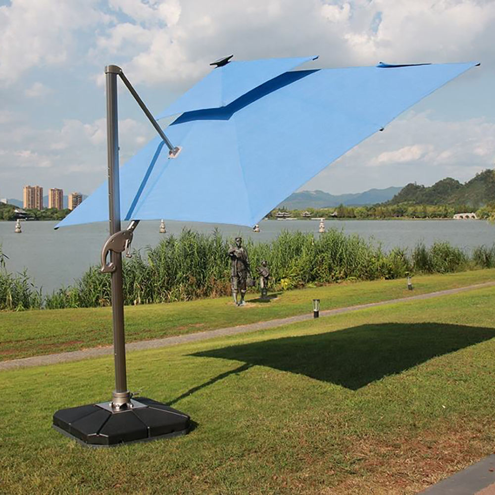 Double Tier Motorized Outdoor Garden Umbrella Patio Sun Wholesale Waterproof Cantilever Umbrellas Parasol For Restaurant