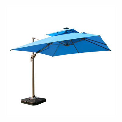 Double Canopy Big Size Patio Parasol Cantilever Cafe Beach Restaurant Parasol Garden Sun Outdoor Umbrella With Base