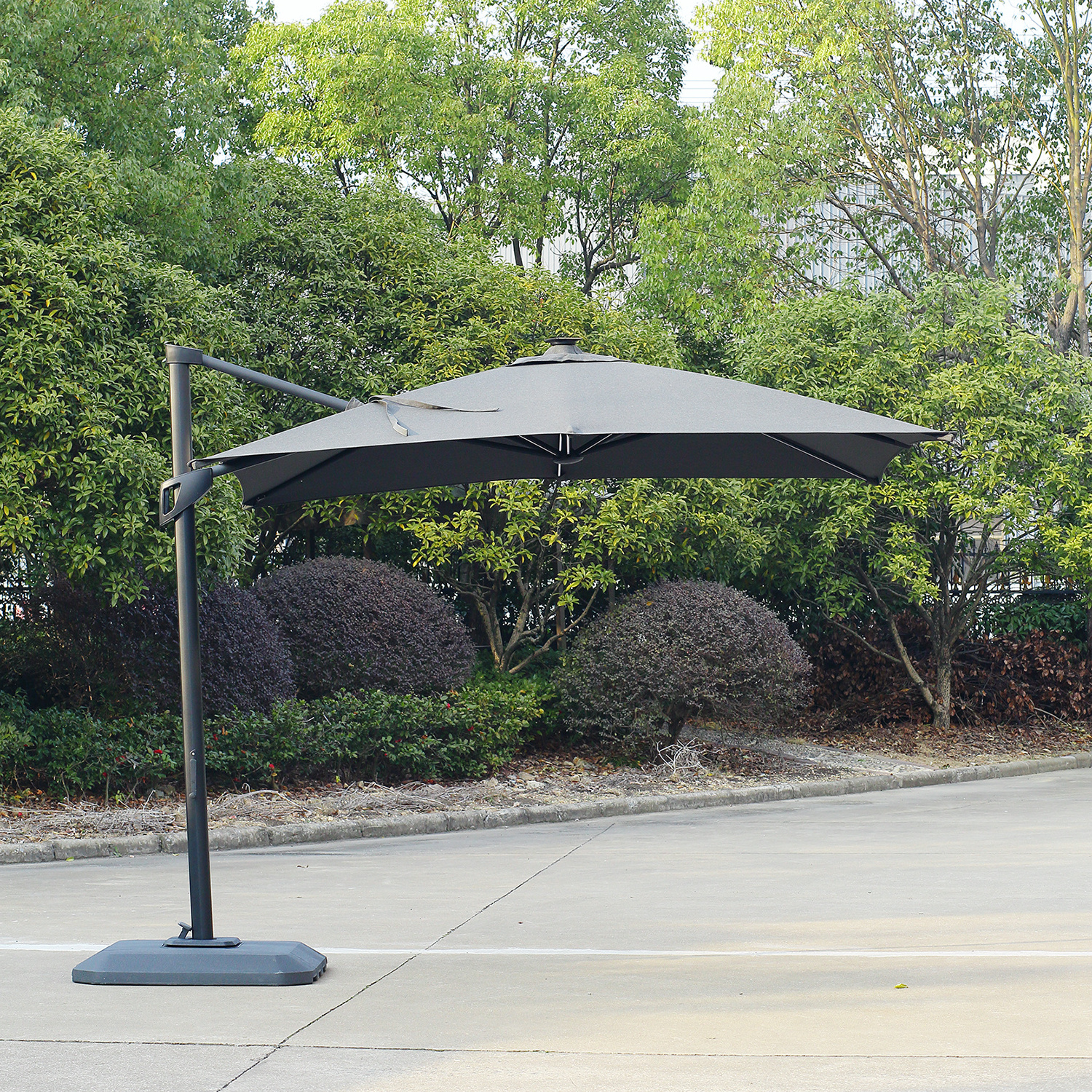 Solar Waterproof Cantilever Led Patio Sunshade Garden Aluminum Parasols Outdoor House Door Umbrella