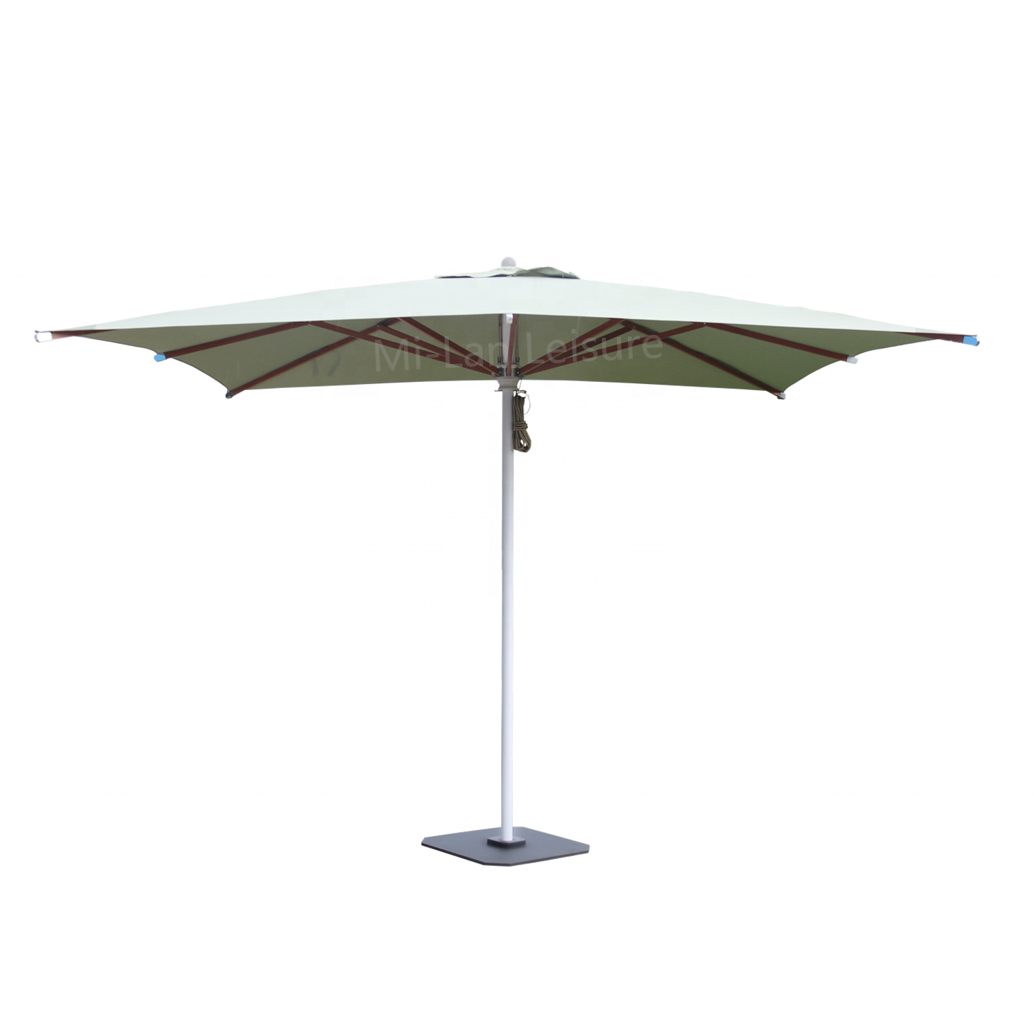 3x3M With Double Pulley System Aluminum Central  Pole Garden Leisure Outdoor Umbrellas