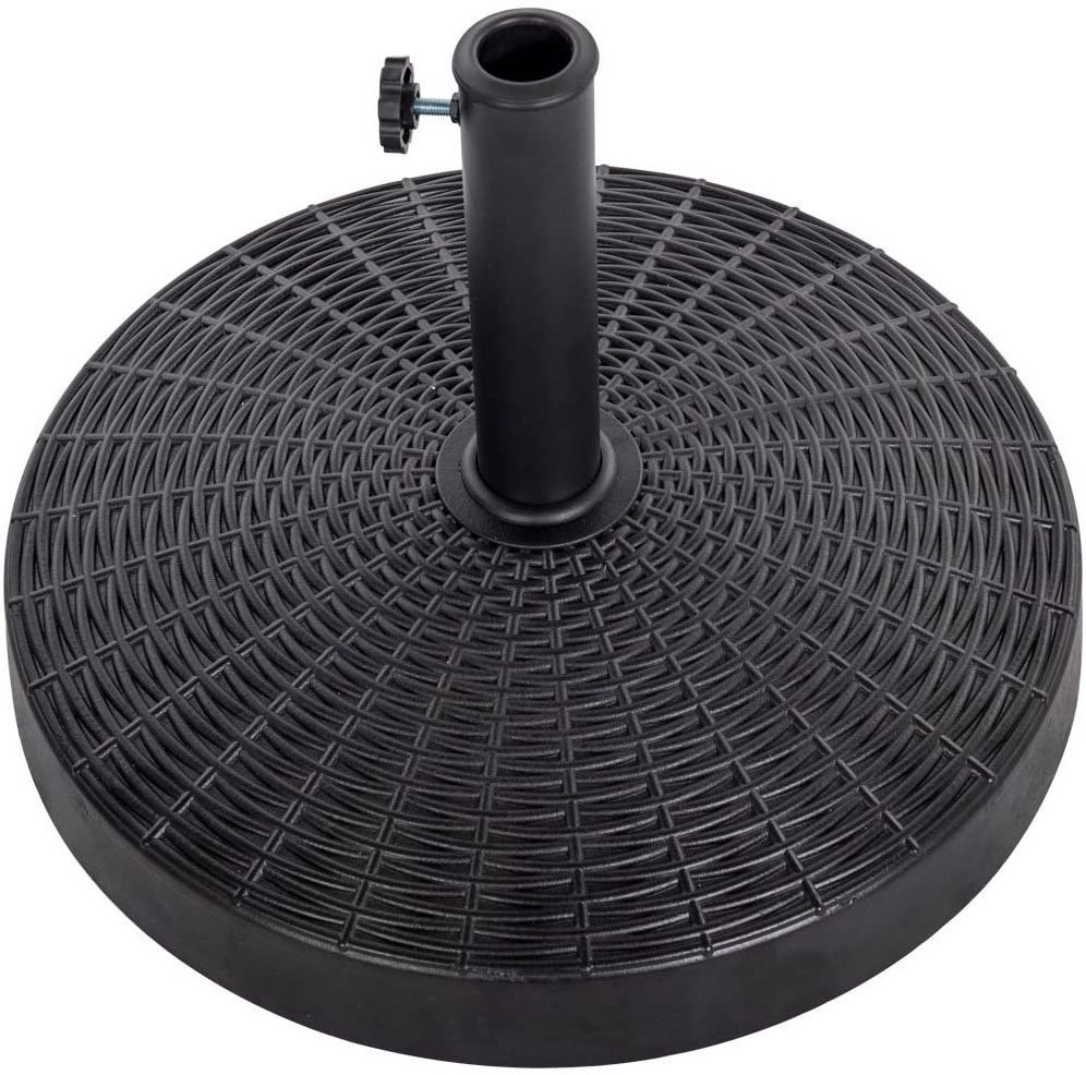 Outdoor 20.47'' Bliss Wicker Resin Black Patio Umbrella Base Heavy Duty Stand 60LBS Weight Water Filled Sign Base