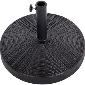 Outdoor 20.47'' Bliss Wicker Resin Black Patio Umbrella Base Heavy Duty Stand 60LBS Weight Water Filled Sign Base