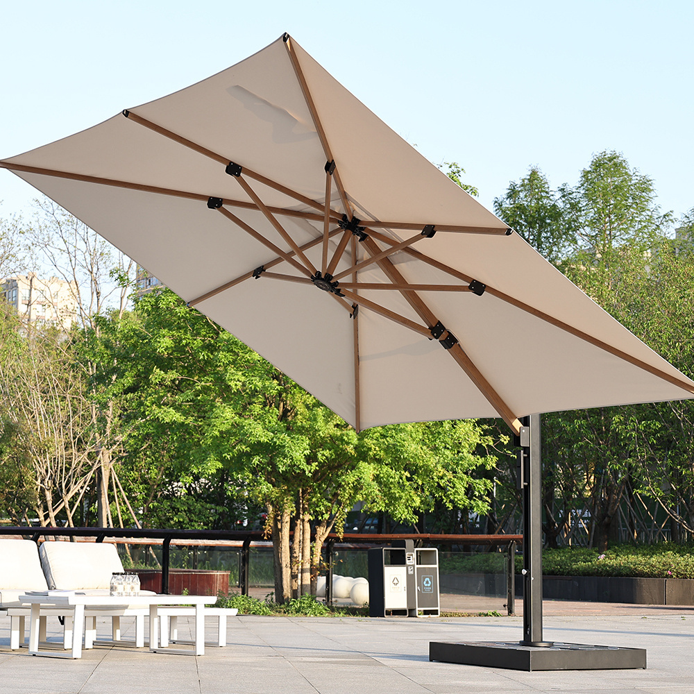 Aluminum Cantilever Parasols Umbrellas Custom Garden Sun large lightweight Patio Outdoor Umbrella with crank handle