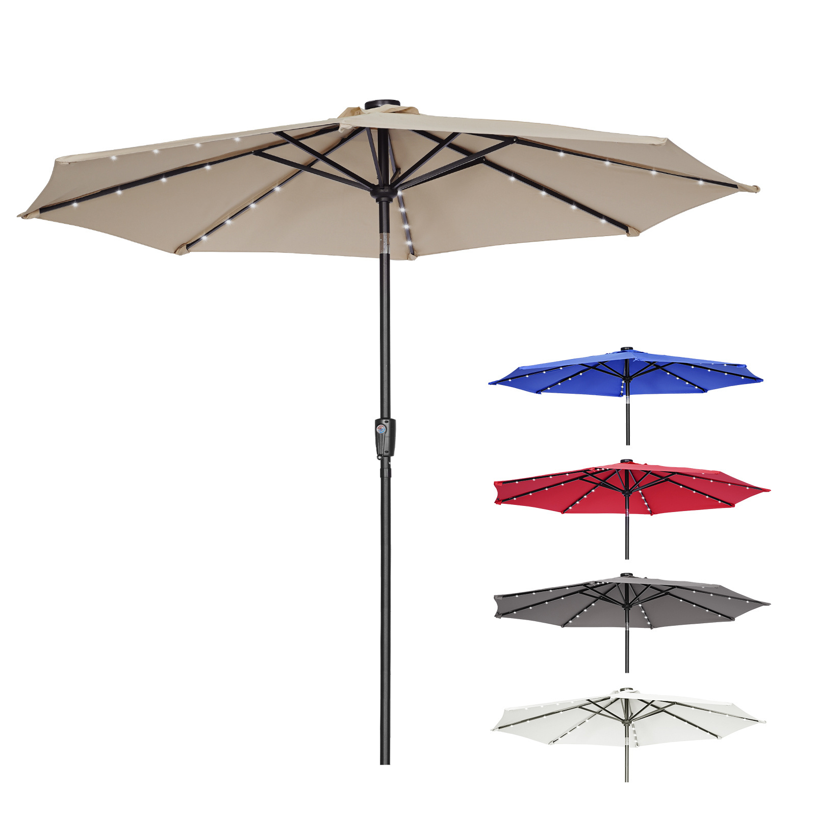 Garden Pool Giant Sunshade Heavy Duty  Waterproof Fishing Solar Umbrellas Outdoor Patio Parasol With Led Light