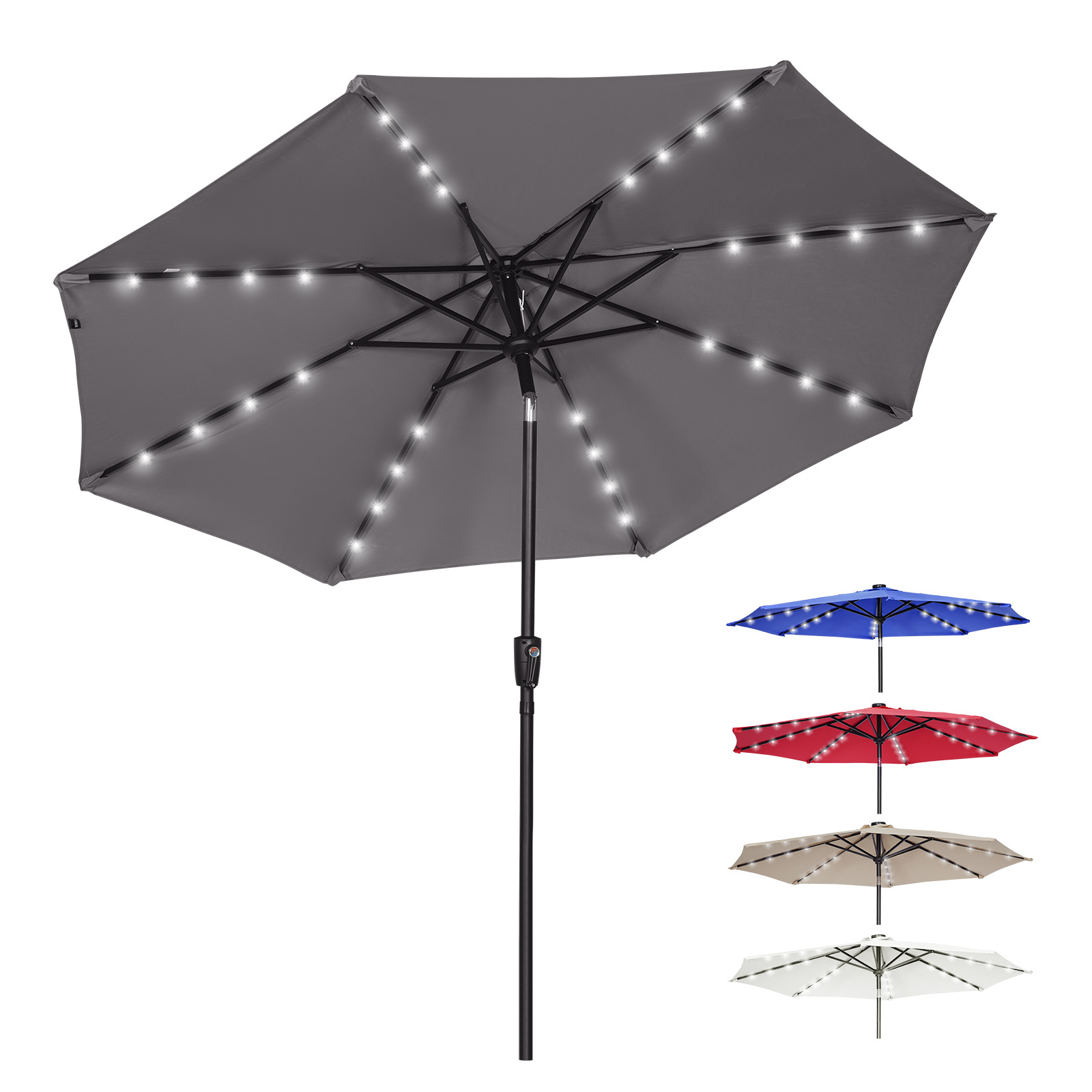 Promotional Pool Giant Led Sunshade Heavy Duty  Waterproof Fishing Solar Umbrellas Outdoor Patio Parasol For Garden