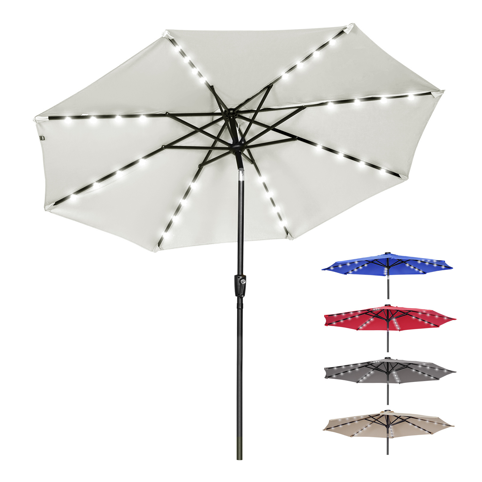 Heavy Duty  Waterproof Fishing Garden Giant Sunshade Pool Solar Led Light Umbrellas Outdoor Patio Parasol for restaurant