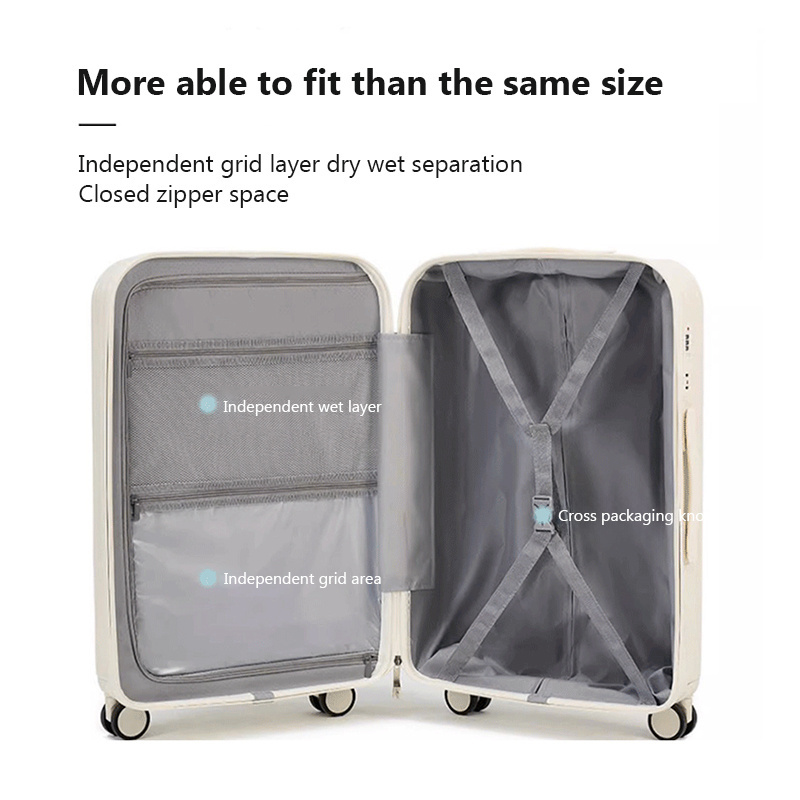 Aluminum Tool Luggage Handcarry 2023 New Arrivals Travel Bags Korean Luggage Brands With Net Bag Mesh Pc Polycarbonate Luggage