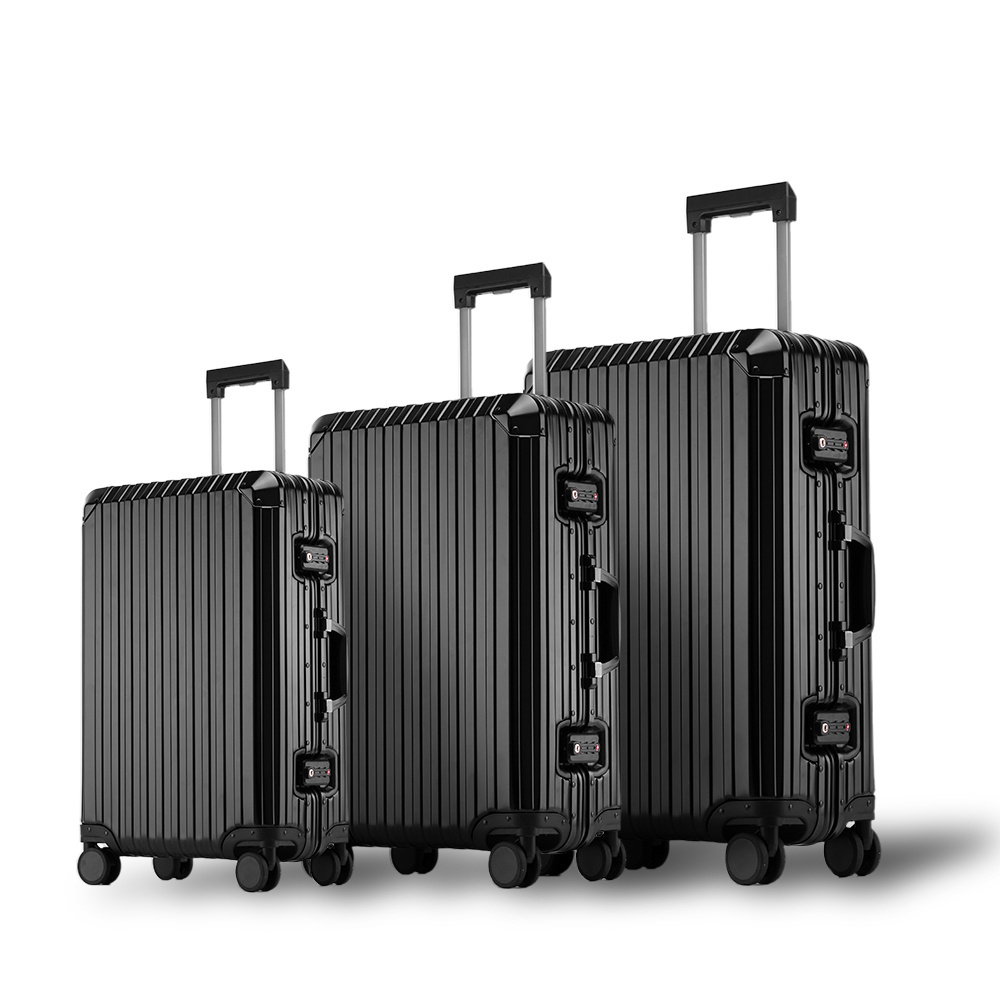 Guangzhou big suit case luggage handle with metal ends suppliers delivery container wheels aluminum magnesium alloy suitcase