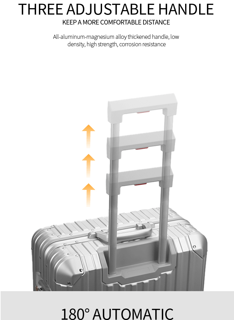 Guangzhou big suit case luggage handle with metal ends suppliers delivery container wheels aluminum magnesium alloy suitcase