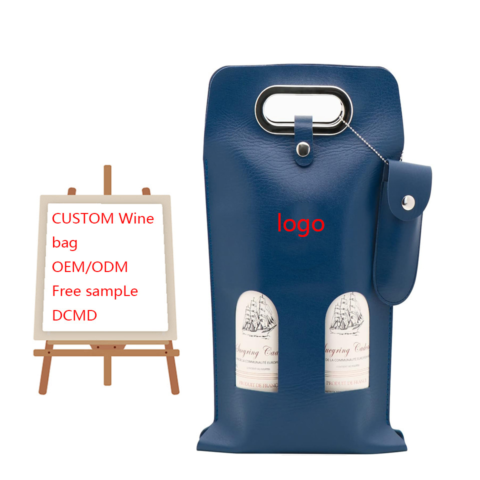 PU Leather Case Beer Wine Bottle Cooler Bag with Zipper Bottle Holder Cover Outdoor Bag Handbags Custom Logo