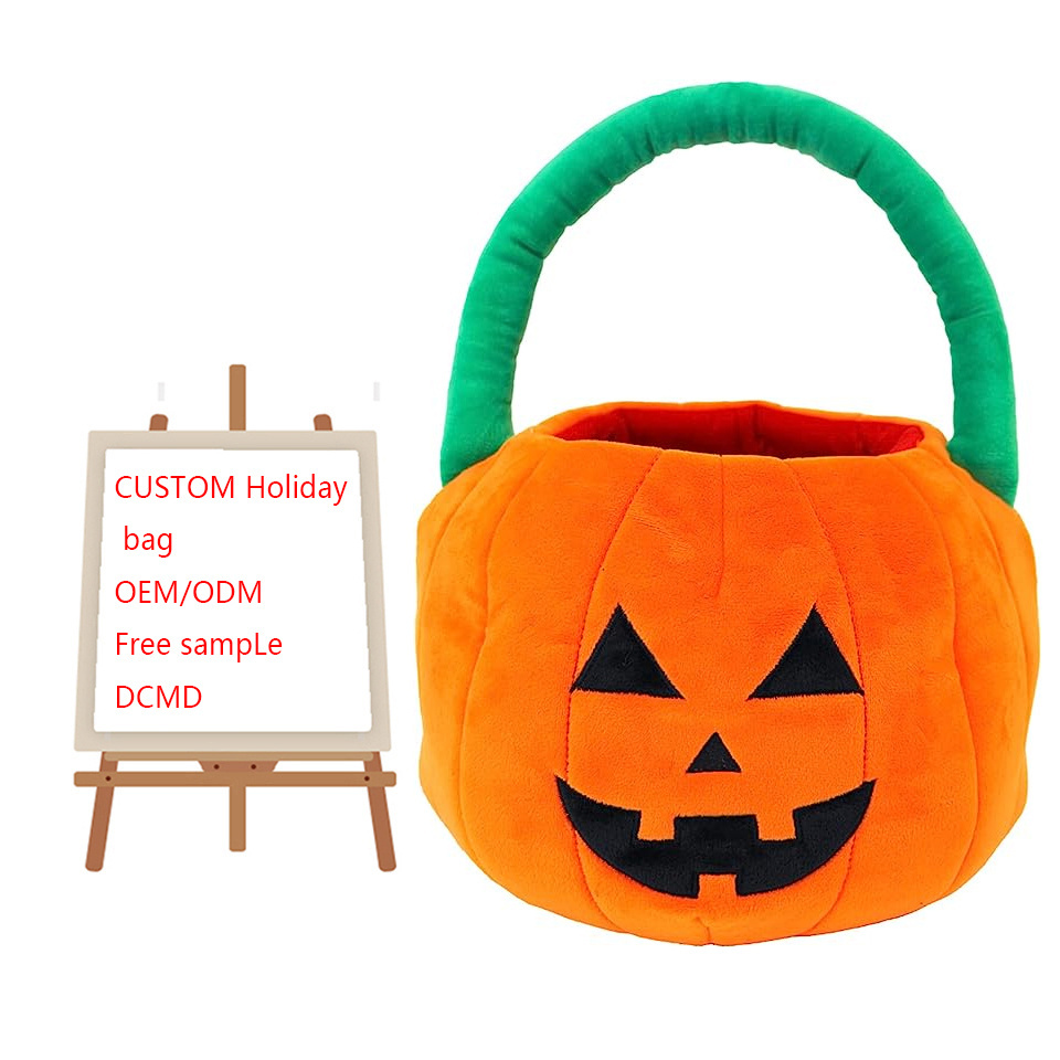 Plushible Halloween Candy Bags Plush Trick or Treat Bucket Pumpkin Treats Tote for Kids & Toddler