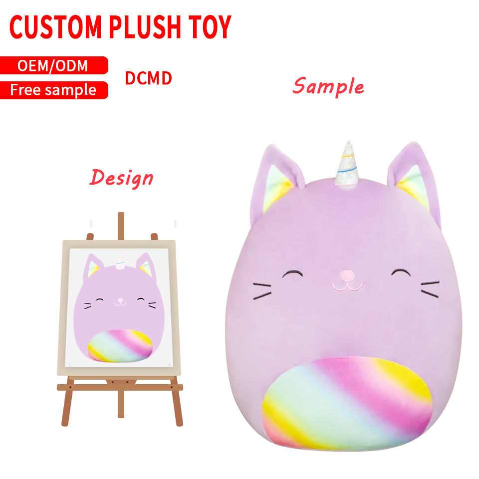 CPC Hot new factory custom plush animal toy unicorn cat sheep cow pig hedgehog dog plush throw pillow