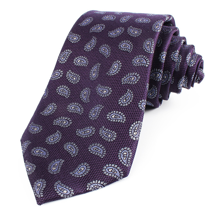 Dacheng Wholesale Purple Cravatta 100% Silk Tie Mens Paisley Jacquard Ties