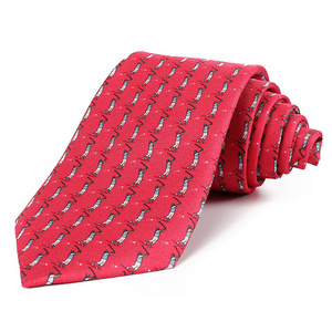 Dacheng Factory Customized Golf Man Pattern Printing Red Corbatas Silk Tie