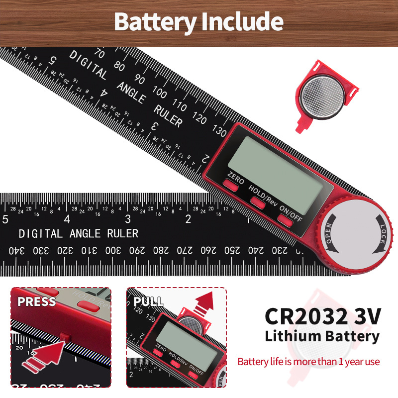 Factory Direct sale 0-200 mm 8'' carbon digital angle finder Digital Angle Ruler 2-in-1 electronic protractor