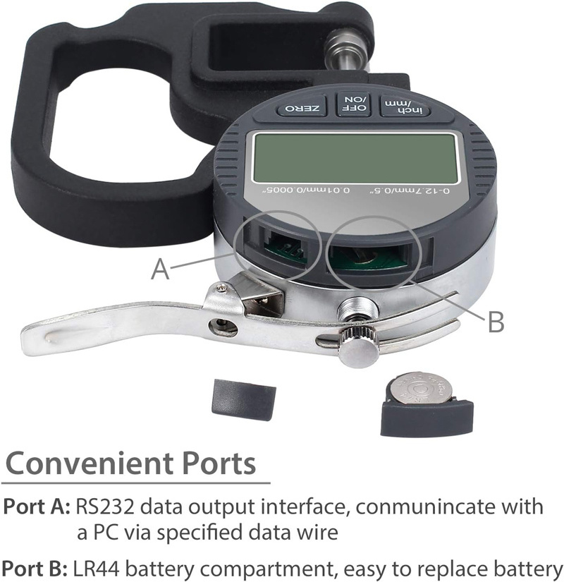 DITRON 0.001MM 0-12.7mm High-precision Digital Protractor Thickness Gauge Meter