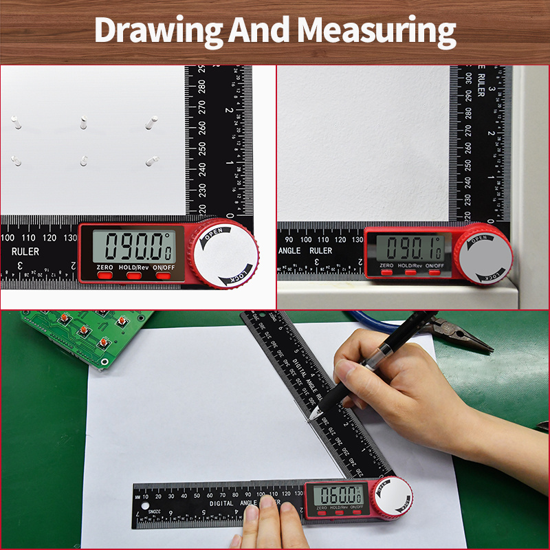 Factory Direct sale 0-200 mm 8'' carbon digital angle finder Digital Angle Ruler 2-in-1 electronic protractor