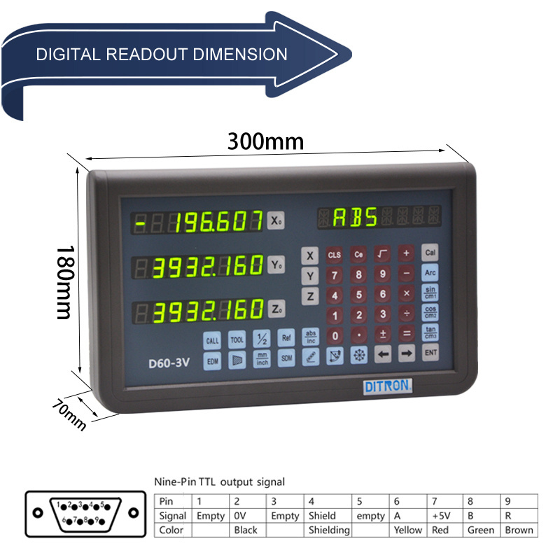 2/3 axis Dro Digital Readout with Optical Linear Scale Encoders/electronic measuring instruments for Lathe and Milling Machines