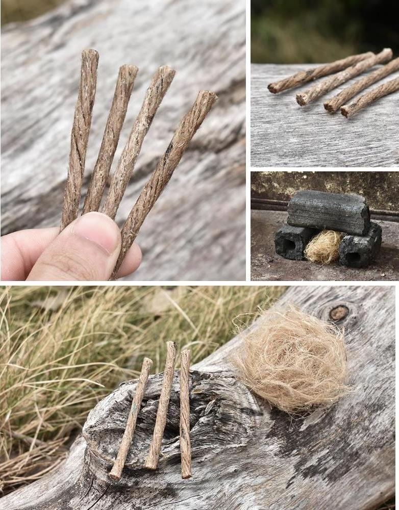 10pcs/Pack Combustion Fire hemp rope charcoal lighter Outdoor camping picnic barbecue supplies igniter igniter rope beeswax