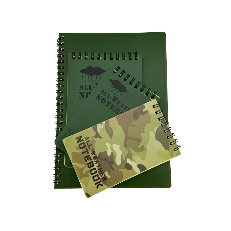 Outdoor waterproof notepad camouflage PVC all-weather coil notebook notepad 150mm*100mm for camping hiking man gift