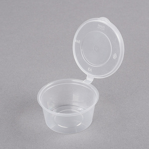 Disposable PP 1 1.5 2 3oz 4oz Hinged Clear Small Condiment Sauce Cup Dipping mini take away Sauce packaging Container With Lid