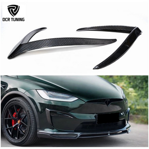 Carbon Fiber Glossy Front Fog Light Trim Cover Fog Lamp Frame Blade Trim for Tesla Model X 2023+