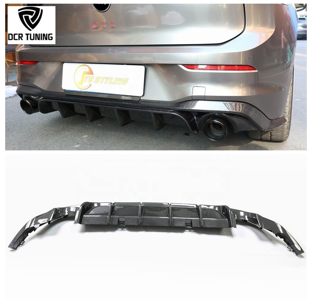 Fit Volkswagen VW MK8 Golf 8 GTI 2021UP Real Carbon Rear Bumper Diffuser Lip Original Carbon