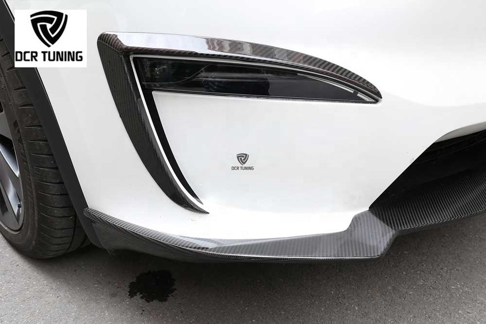 Carbon Fiber Glossy Front Fog Light Trim Cover Fog Lamp Frame Blade Trim for Tesla Model X 2023+