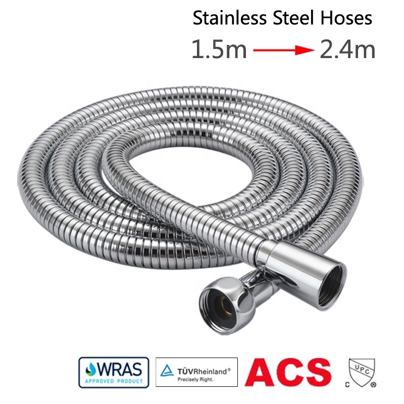 DieCheng1.5m-2.4m Luxury Pull-out Stainless Steel Flexible Shower Hose with braided inner hose