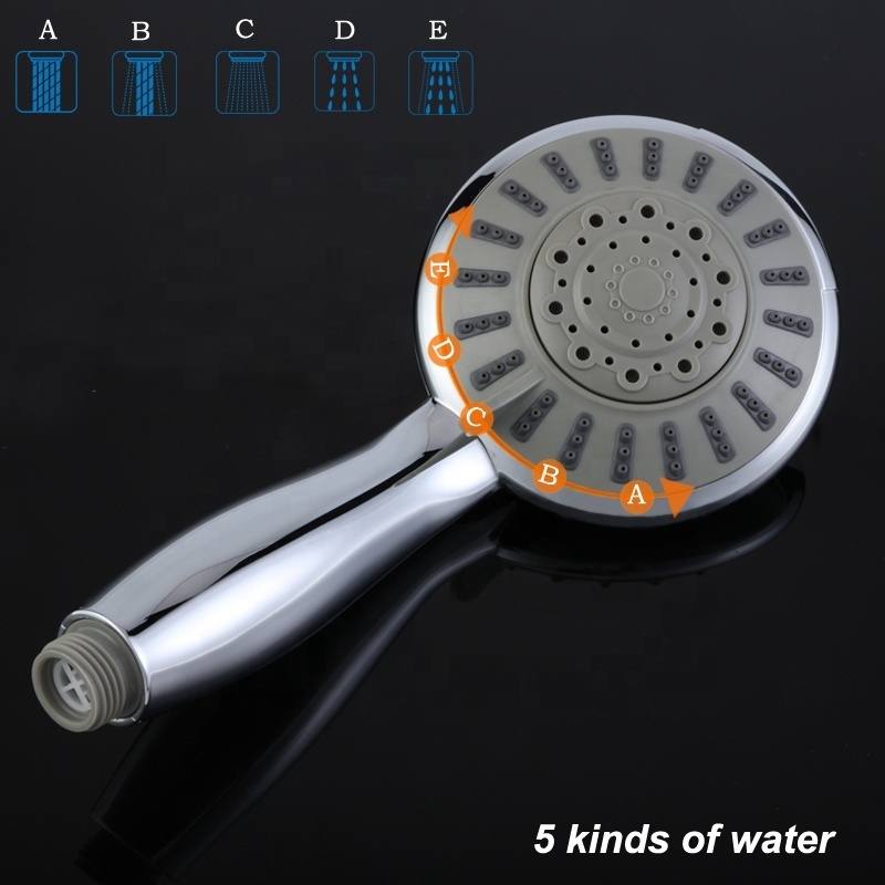 ACS TUV WARS CUPC New Hot sale round Rainfall Hand Shower 5 Function ABS Plastic Shower Head for Bathroom