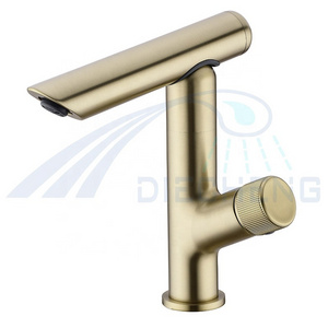 Diecheng Single Handle Hole Gold Bathroom Basin Sink Tap Brushed Gold Sink Faucet Brass Waterfall Wash Mixer Faucet For Bathroom