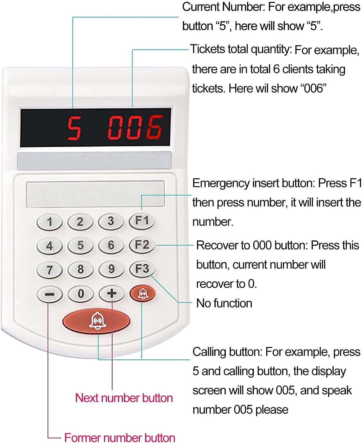 Mini number taking machine wireless number calling system ticket vending machine suitable for banks and hospitals