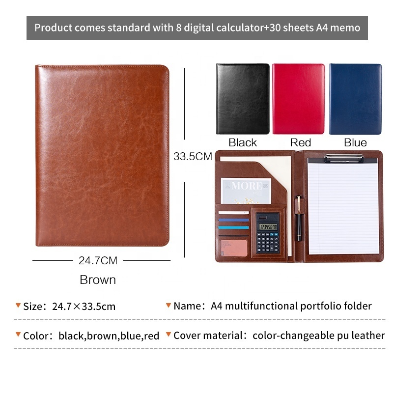 New Fashion PU Leather A4 Document Folder Portfolio Padfolio Clipboard Conference Signature Folder