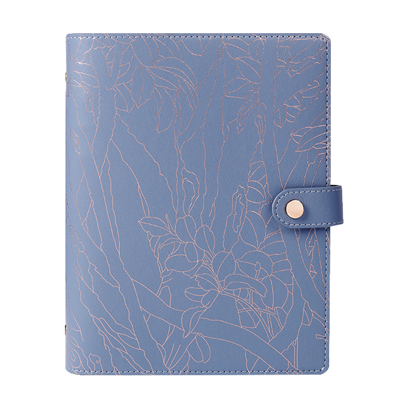 Personalized PU Leather Blue Daily Planner A5 Soft Cover Luxury Planner 6 Ring Binder Custom Journals For Women