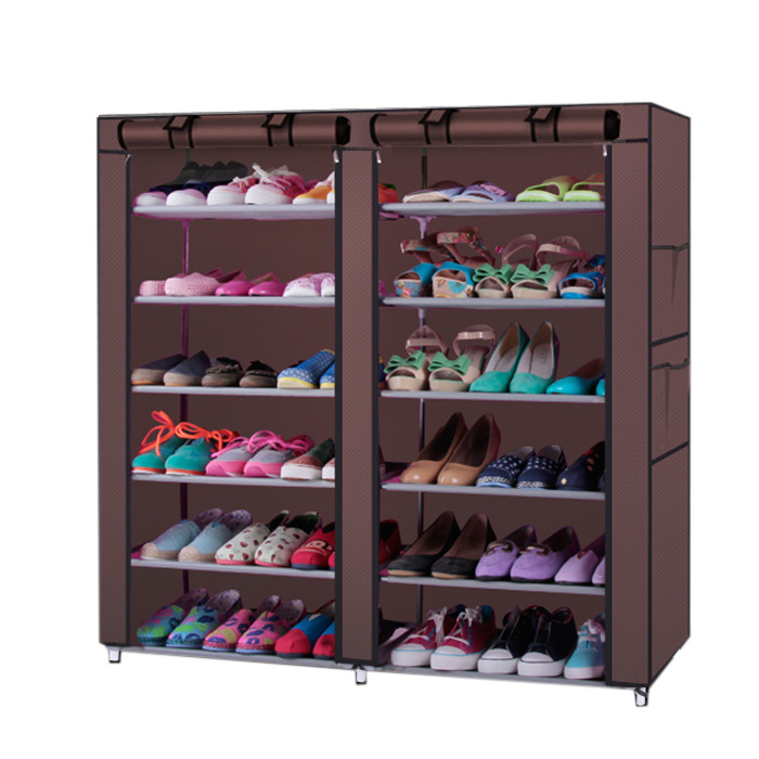 US UK WAREHOUSE Portable Shoe Rack Closet with Fabric Shoe Storage Organizer Cabinet