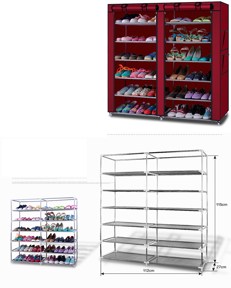 US UK WAREHOUSE Portable Shoe Rack Closet with Fabric Shoe Storage Organizer Cabinet