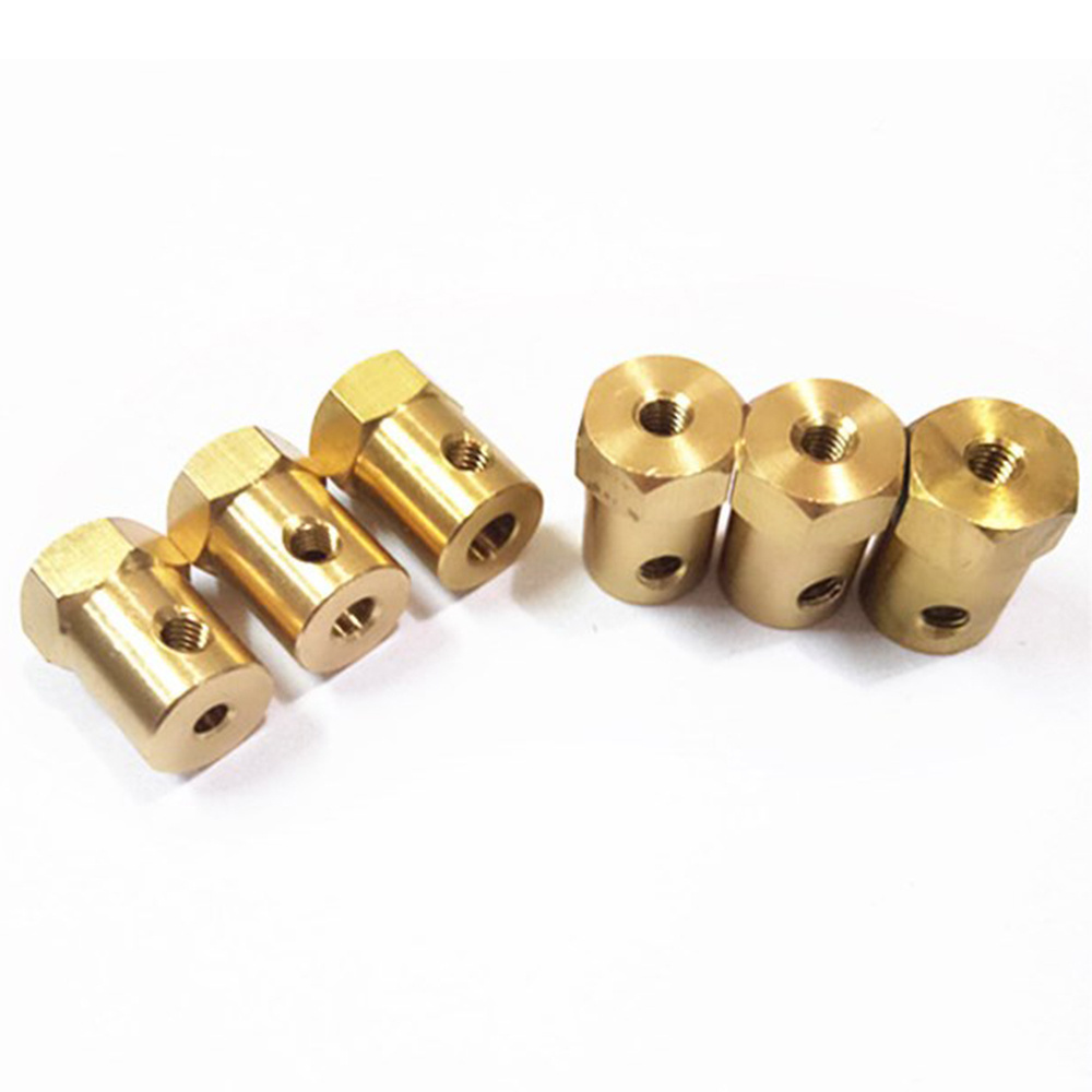 SDPSI10pcs/lot 3mm 4mm 5mm 6mm 7mm 8mm Shaft Motor Flexible Coupling Tyre Wheel Brass Hex Coupler Setwrench