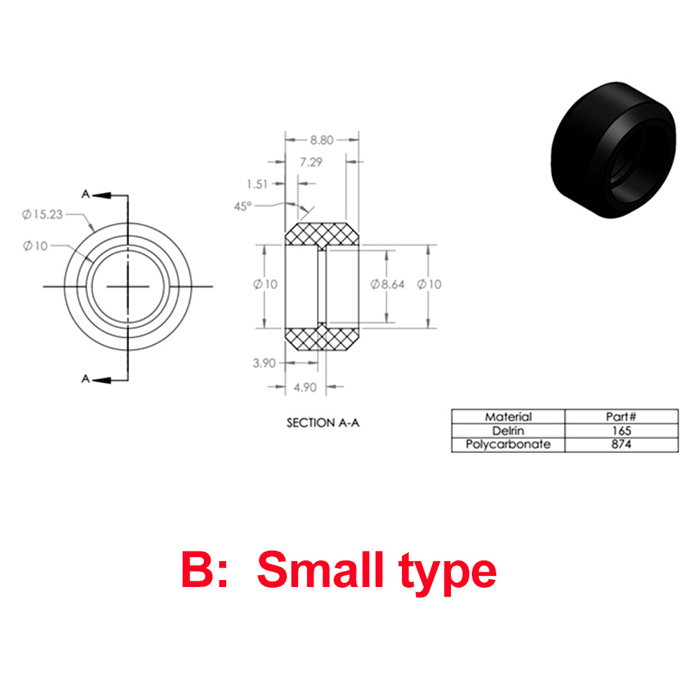 SDPSI10pcs CNC Openbuilds Wheels Plastic POM Small Big V Type Passive Round Wheel Idler Pulley Gear Perlin Wheel for V-Slot C-Be