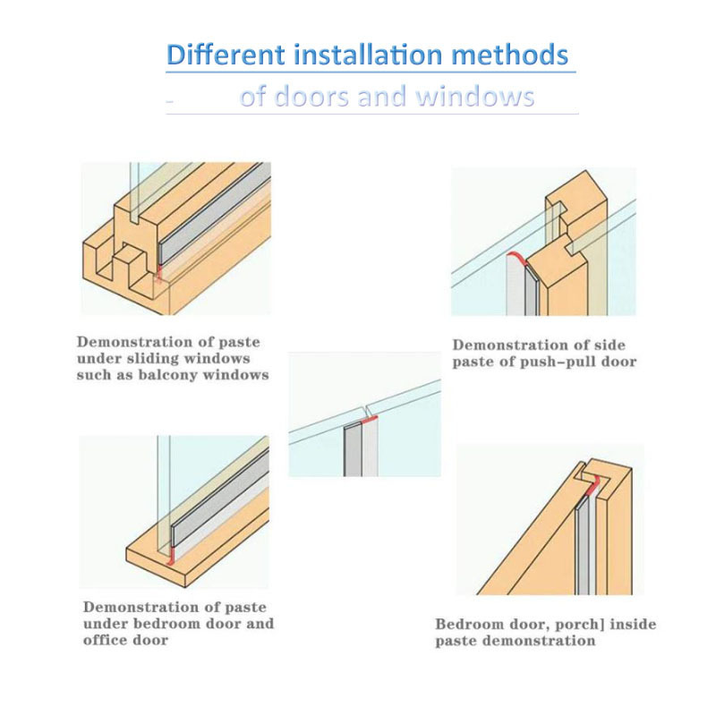 SDPSI1-5M Self Adhesive Door Bottom Seal Strip Weather Window Rubber Seal Weatherstrip Windproof Dust  Door Windshield Sealing T